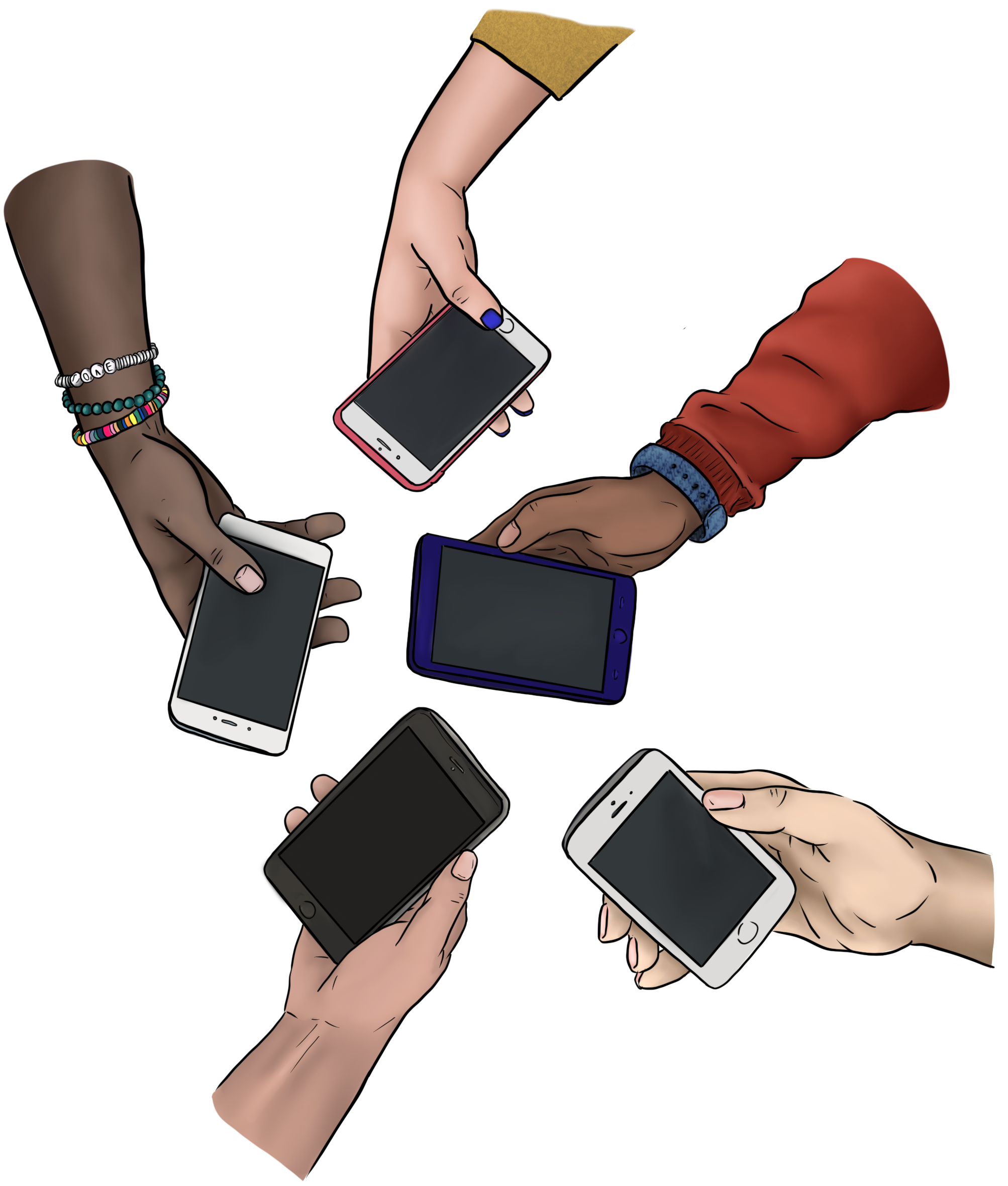 Hands holding phones 